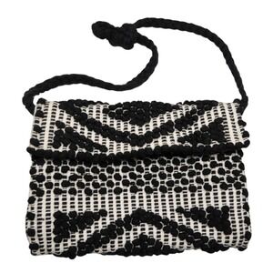 Antonello Tedde Suni Rombi Sardinian Handwoven Pibiones Crossbody Bag Black